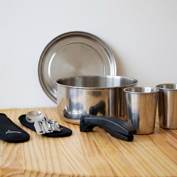 SET CAMPING ACERO INOX 20cm 2personas